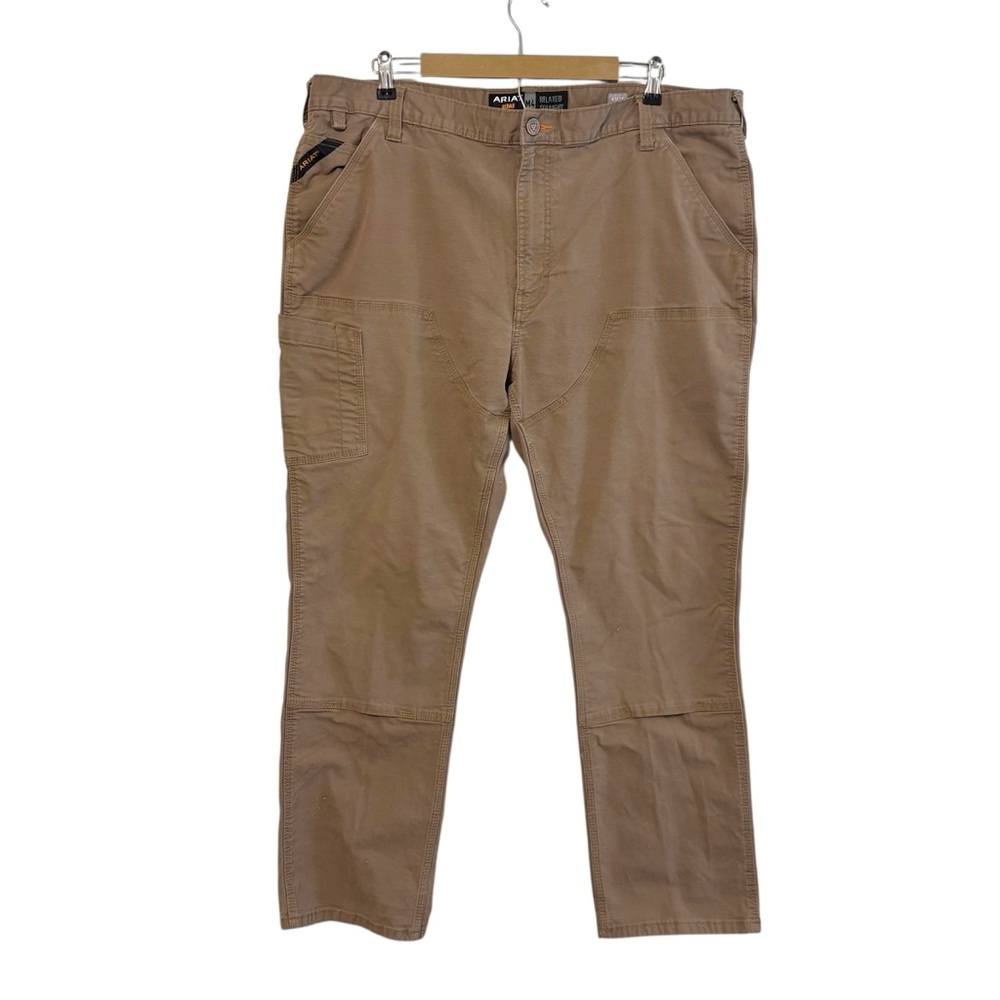 Ariat Rebar Men’s Size 42 M4 Relaxed Straight Tan Double Knee Jeans Workwear